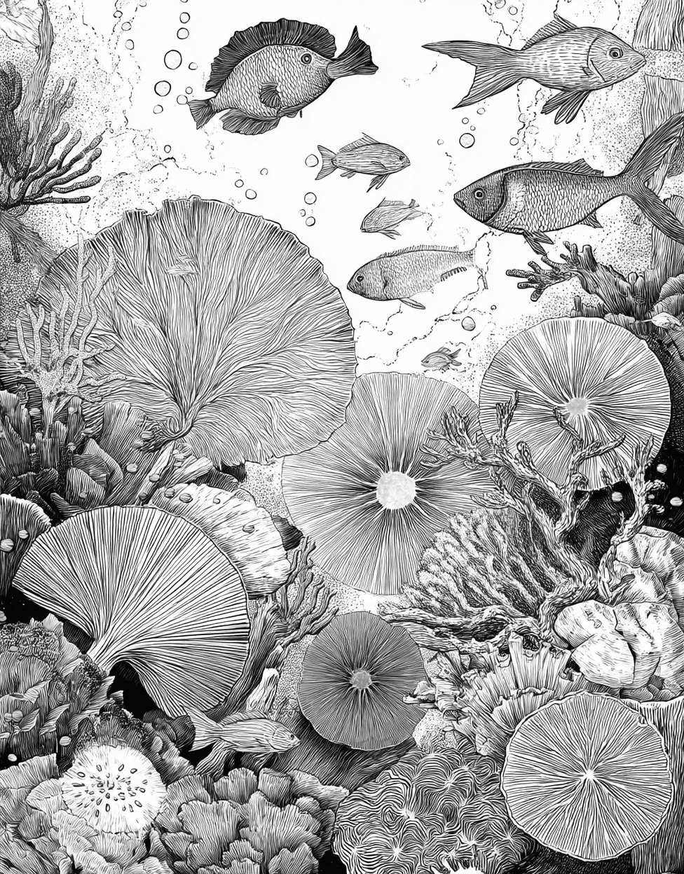 Vibrant Sea Sponge Art Adventures, Free Printable Color Pages for Adults, Relaxation Color Book, Underwater Colouring Pages for Adult, Sea Sponge Coloring main 9