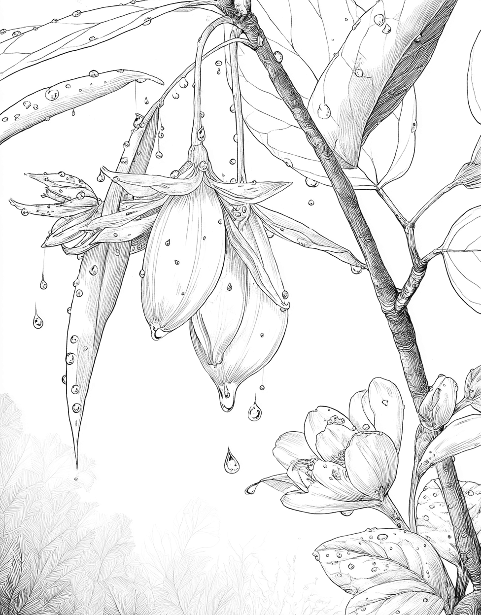 Dewy Dreams Natures Palette Awaits, Free Printable Coloring Pages, Stress Relief Color Book, Nature Colouring Pages for Womens, Dew Coloring main 9