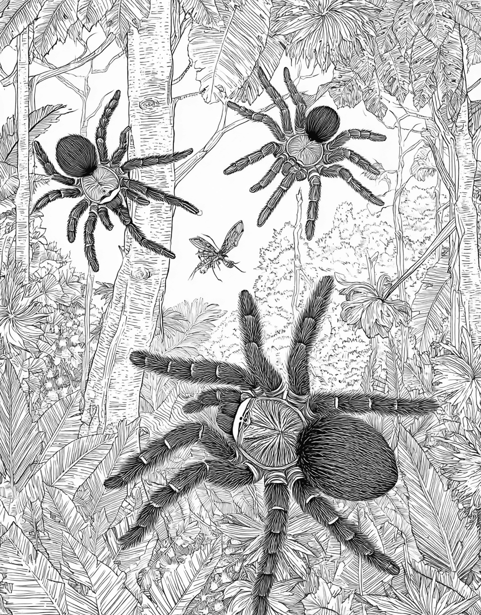 Free Printable Girly Coloring Pages, Tarantula Coloring, Tarantula Art Spider Vibes for Your Imagination, Relaxation Color Book, Nature Colouring Pages for Womens main 5
