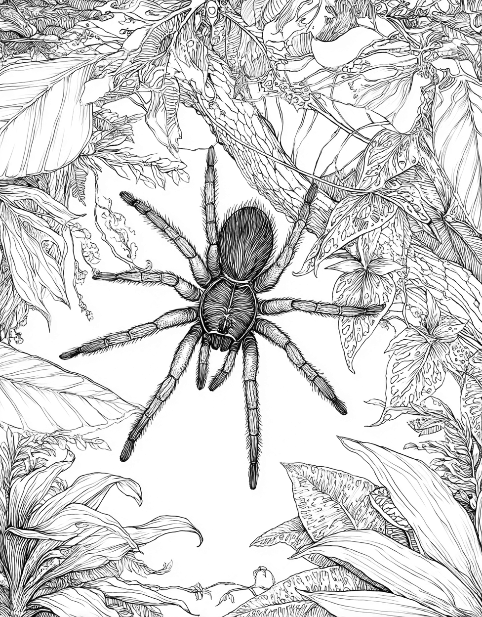 Free Printable Girly Coloring Pages, Tarantula Coloring, Tarantula Art Spider Vibes for Your Imagination, Relaxation Color Book, Nature Colouring Pages for Womens main 7