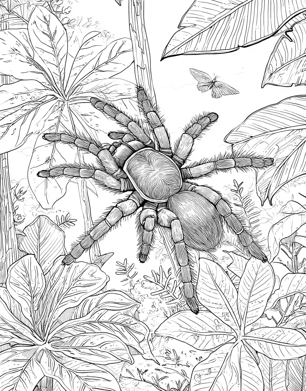 Free Printable Girly Coloring Pages, Tarantula Coloring, Tarantula Art Spider Vibes for Your Imagination, Relaxation Color Book, Nature Colouring Pages for Womens main 8
