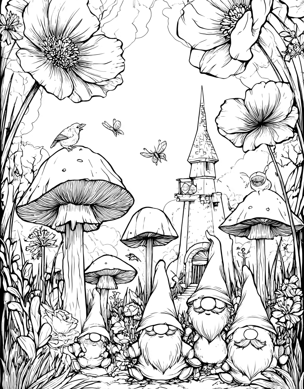 Coloring Printable Christmas Gnome, Whimsical Gnome Art Adventures Await, Coloring Pages Printable Free, Stress Relief Color Book, Fairy Tale Colouring Pages for Women main 4