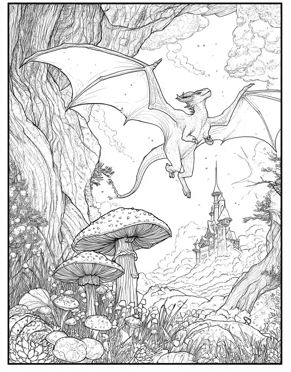 Relaxation Color Book, Fairy Tale Colouring Pages for Adults, Chimera Coloring, Chimera Dreams Artful Pages Await, Advanced Free Printable Coloring Pages for Children main 5