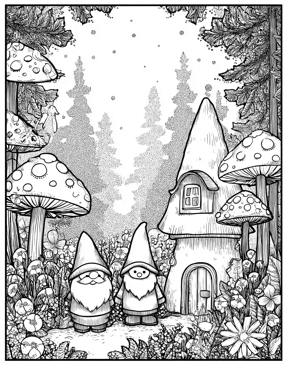 Coloring Printable Christmas Gnome, Whimsical Gnome Art Adventures Await, Coloring Pages Printable Free, Stress Relief Color Book, Fairy Tale Colouring Pages for Women main 8