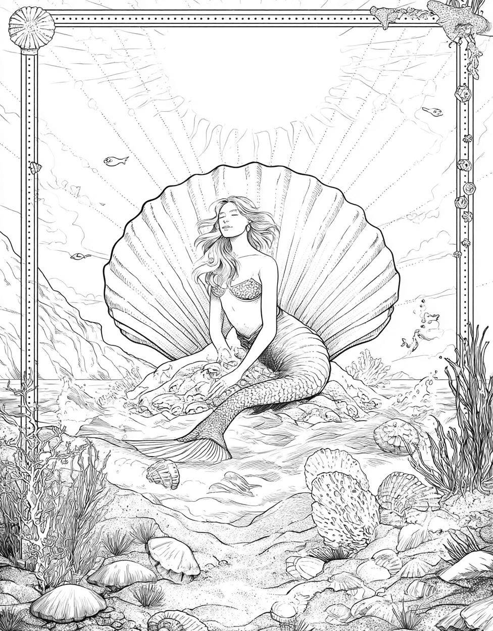 Coloring Pages for Adults Free Printable, Stress Relief Color Book, Fairy Tale Colouring Pages for Adults, Selkie Coloring, Whimsical Selkie Art Adventures main 3