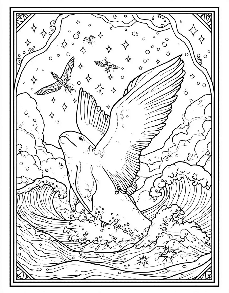 Coloring Pages for Adults Free Printable, Stress Relief Color Book, Fairy Tale Colouring Pages for Adults, Selkie Coloring, Whimsical Selkie Art Adventures main 8