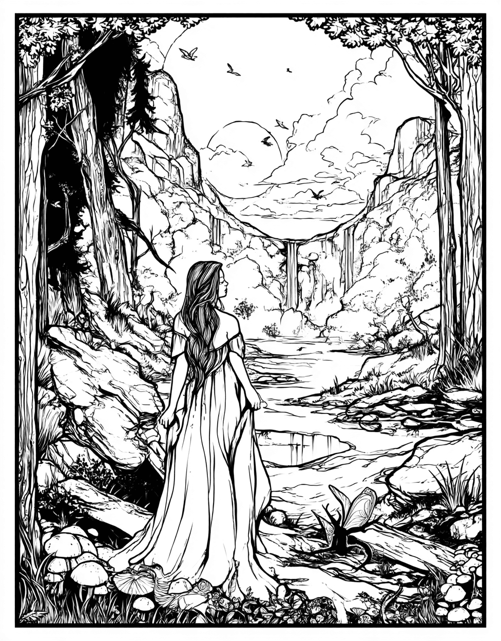 La Llorona Coloring, Relaxation Color Book, Mythical Creatures Colouring Pages for Adult, La Llorona Enchanting Pages of Ghostly Whispers, Free Printable Coloring Pages for Girls main 8