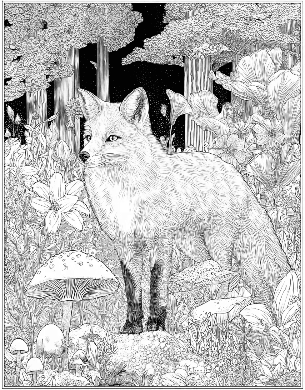Relaxation Color Book, Mythical Creatures Colouring Pages for Teen, Kitsune Coloring, Whimsical Kitsune Art to Brighten Your Day, Free Printable Adult Coloring Pages main 9