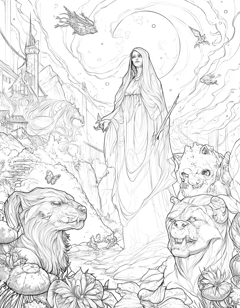La Llorona Coloring, Relaxation Color Book, Mythical Creatures Colouring Pages for Adult, La Llorona Enchanting Pages of Ghostly Whispers, Free Printable Coloring Pages for Girls main 9