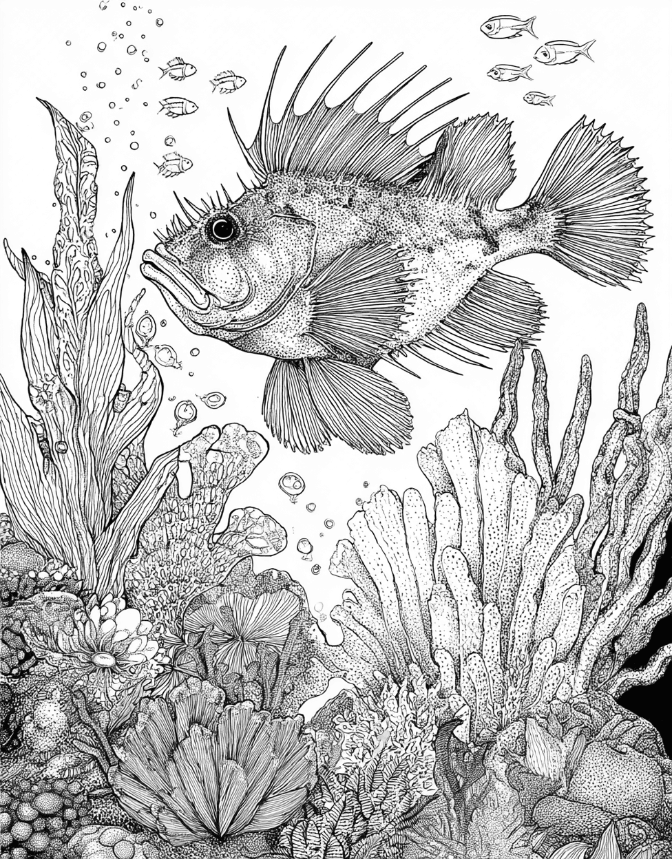 Relaxation Color Book, Ocean Life Colouring Pages for Teen, Anglerfish Art Dive into Dazzling Designs, Anglerfish Coloring, Free Printable Coloring Pages main 2