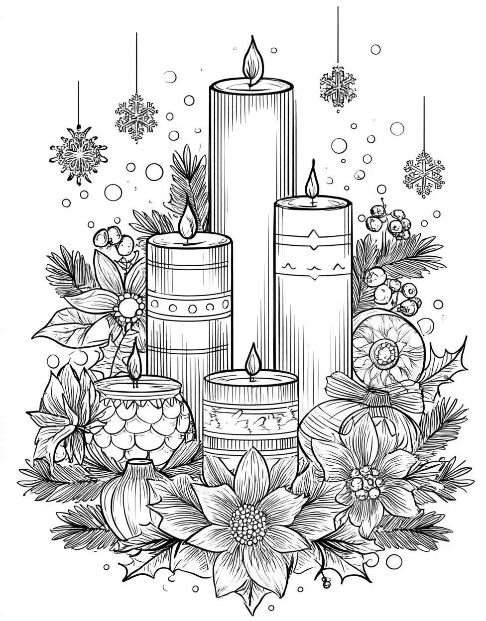 Coloring Christmas Christian Candle, Candle Glow Artistic Adventures Await, Free Coloring Pages to Print, Stress Relief Color Book, Holidays Colouring Pages for Teen main 3