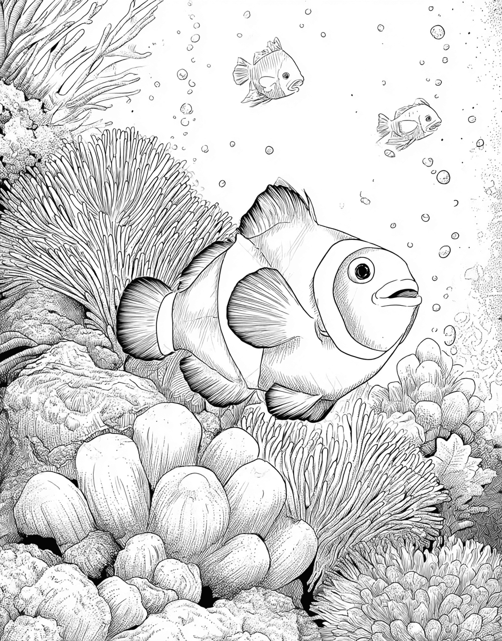 Coloring Food Best Clownfish, Coloring Pages for Adults Free Printable, Relaxation Color Book, Ocean Life Colouring Pages for Teenage, Vibrant Clownfish Art for Creative Minds main 3