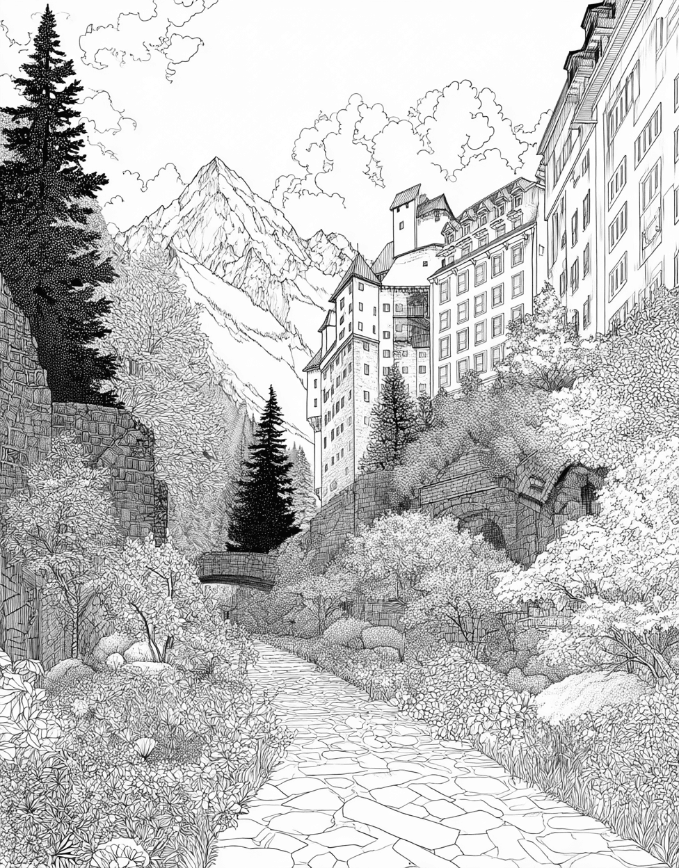 Trail Coloring, Free Coloring Pages to Print, Trail Adventures Natures Canvas Awaits, Relaxation Color Book, Travel & Landmarks Colouring Pages for Women main 3