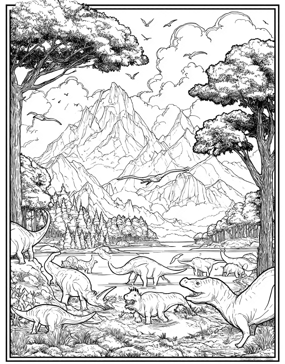 Coloring Christmas Nightmare Mountain, Relaxation Color Book, Dinosaurs Colouring Pages for Adult, Majestic Mountain Scenes to Brighten Your Day, Adult Coloring Pages Free Printable main 3