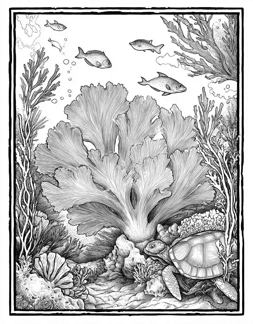 Coral Polyp Coloring, Free Coloring Pages for Adults to Print, Coral Polyp Art Adventure Dive into Creativity, Relaxation Color Book, Ocean Life Colouring Pages for Womens main 3