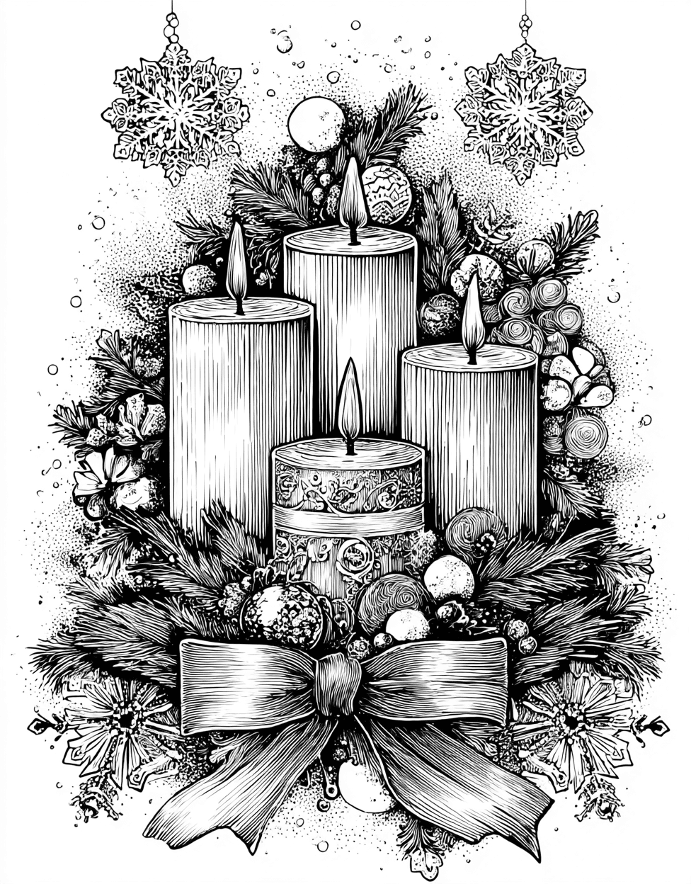 Coloring Christmas Christian Candle, Candle Glow Artistic Adventures Await, Free Coloring Pages to Print, Stress Relief Color Book, Holidays Colouring Pages for Teen main 4