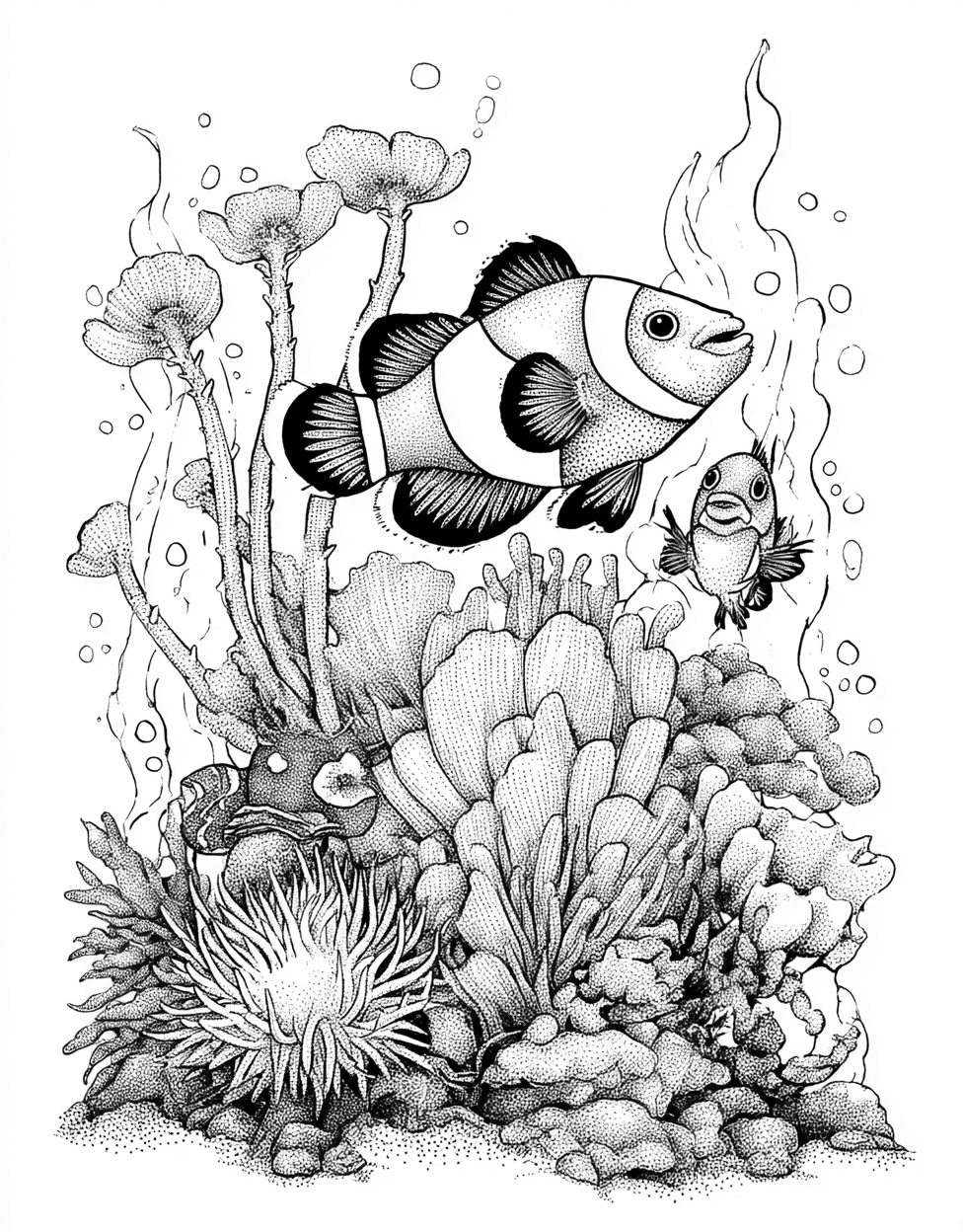Coloring Food Best Clownfish, Coloring Pages for Adults Free Printable, Relaxation Color Book, Ocean Life Colouring Pages for Teenage, Vibrant Clownfish Art for Creative Minds main 4