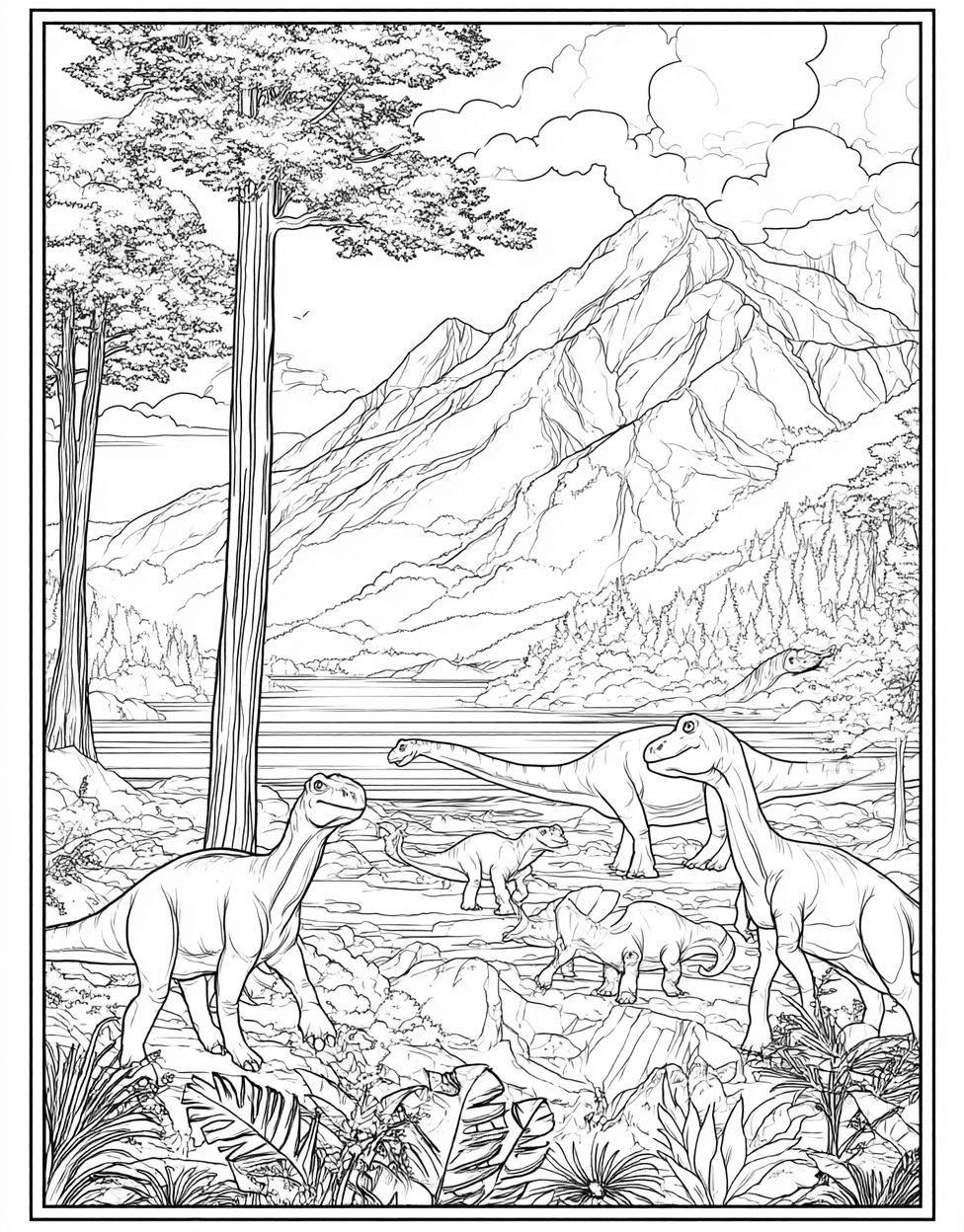 Coloring Christmas Nightmare Mountain, Relaxation Color Book, Dinosaurs Colouring Pages for Adult, Majestic Mountain Scenes to Brighten Your Day, Adult Coloring Pages Free Printable main 4