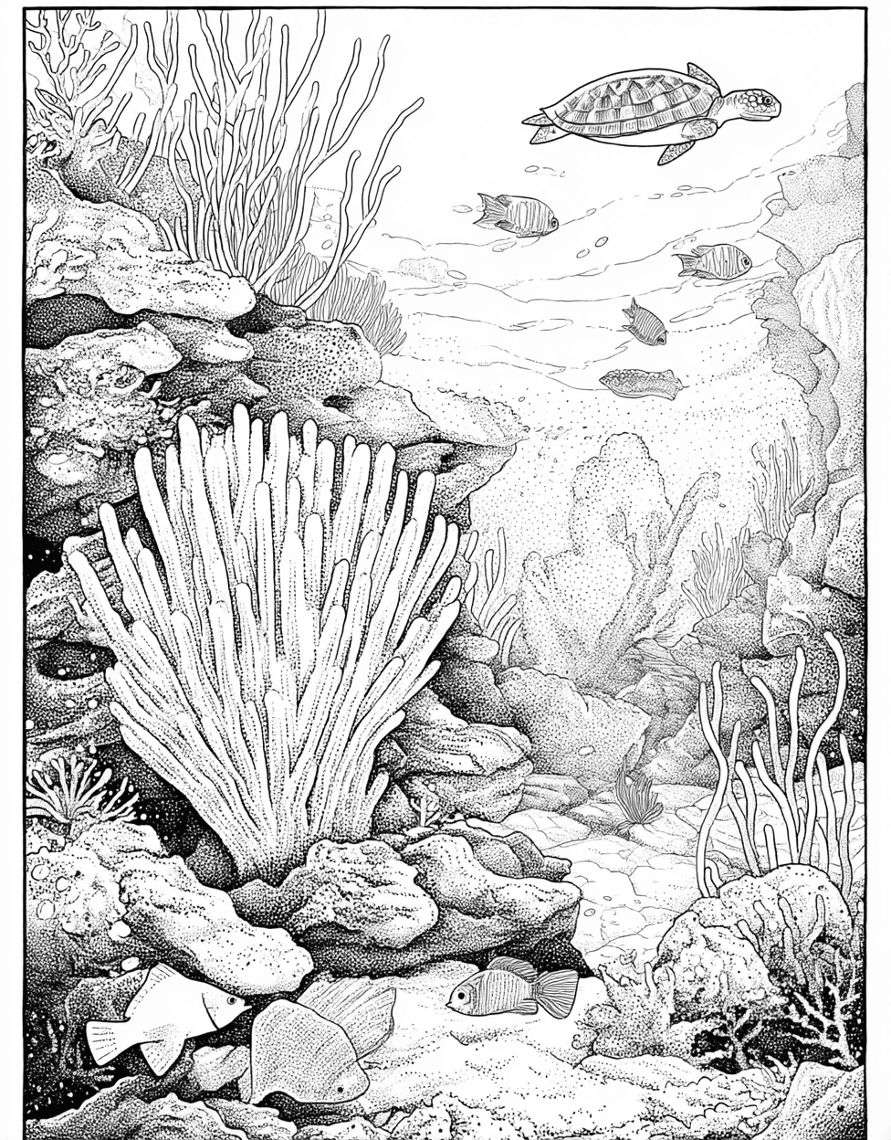 Coral Polyp Coloring, Free Coloring Pages for Adults to Print, Coral Polyp Art Adventure Dive into Creativity, Relaxation Color Book, Ocean Life Colouring Pages for Womens main 4