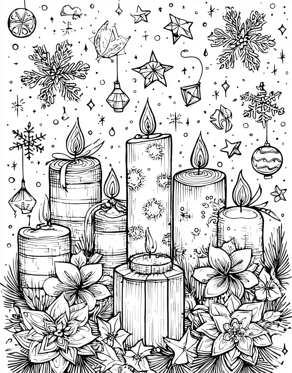 Coloring Christmas Christian Candle, Candle Glow Artistic Adventures Await, Free Coloring Pages to Print, Stress Relief Color Book, Holidays Colouring Pages for Teen main 5