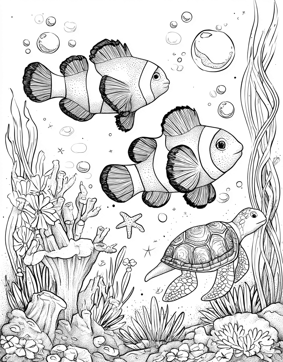 Coloring Food Best Clownfish, Coloring Pages for Adults Free Printable, Relaxation Color Book, Ocean Life Colouring Pages for Teenage, Vibrant Clownfish Art for Creative Minds main 5