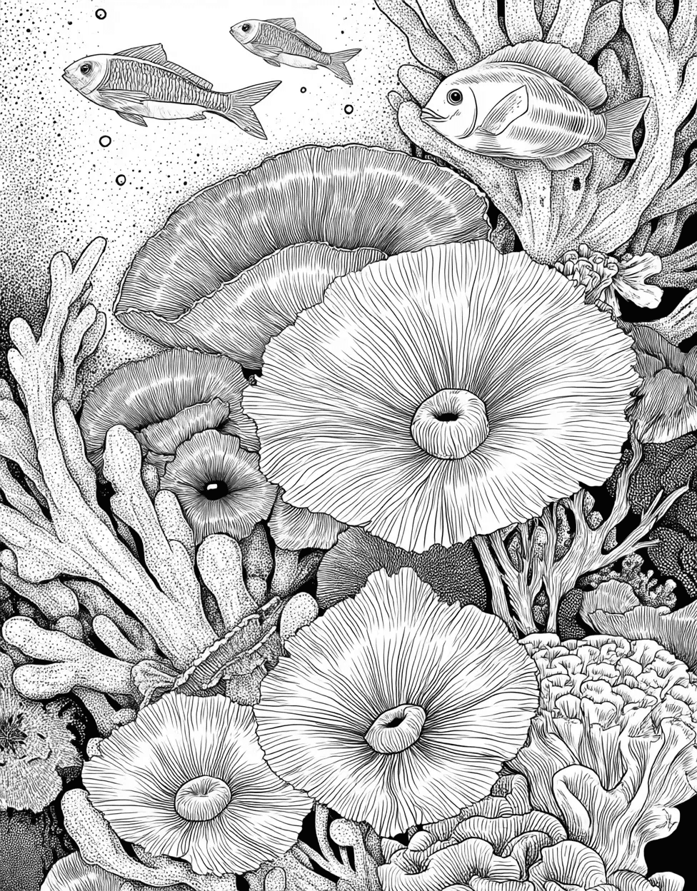Coral Polyp Coloring, Free Coloring Pages for Adults to Print, Coral Polyp Art Adventure Dive into Creativity, Relaxation Color Book, Ocean Life Colouring Pages for Womens main 5