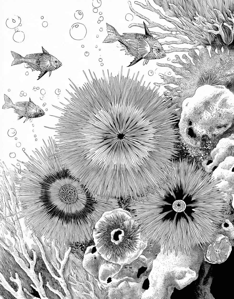 Coral Polyp Coloring, Free Coloring Pages for Adults to Print, Coral Polyp Art Adventure Dive into Creativity, Relaxation Color Book, Ocean Life Colouring Pages for Womens main 6
