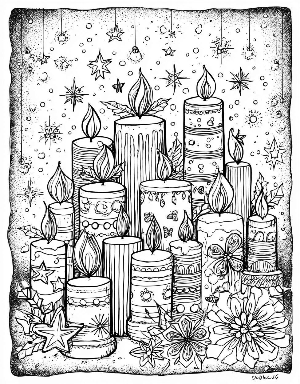 Coloring Christmas Christian Candle, Candle Glow Artistic Adventures Await, Free Coloring Pages to Print, Stress Relief Color Book, Holidays Colouring Pages for Teen main 7