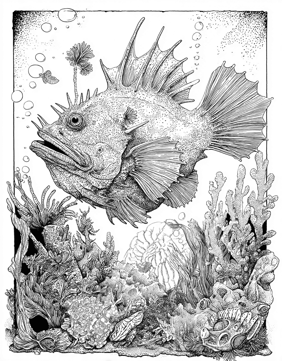 Relaxation Color Book, Ocean Life Colouring Pages for Teen, Anglerfish Art Dive into Dazzling Designs, Anglerfish Coloring, Free Printable Coloring Pages main 8