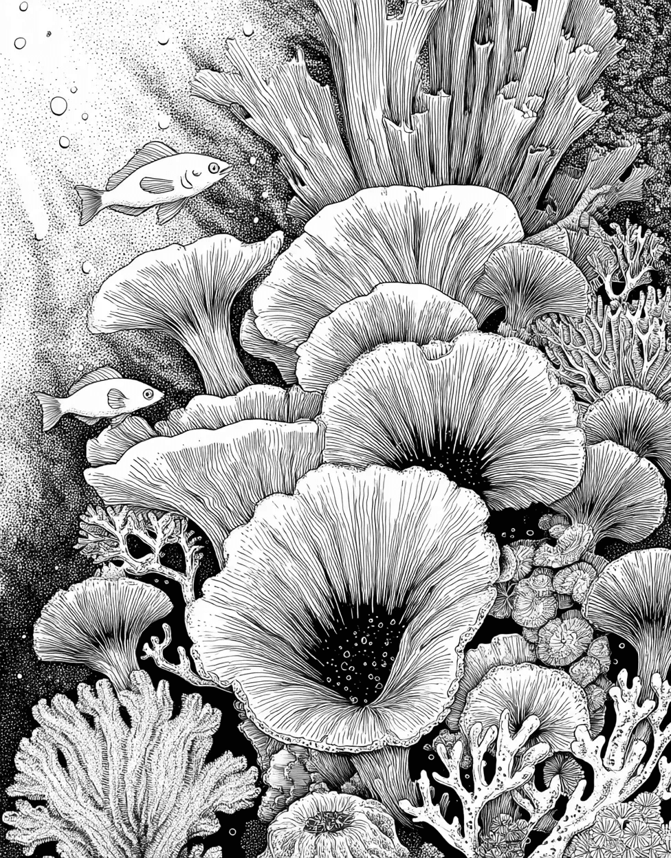 Coral Polyp Coloring, Free Coloring Pages for Adults to Print, Coral Polyp Art Adventure Dive into Creativity, Relaxation Color Book, Ocean Life Colouring Pages for Womens main 7