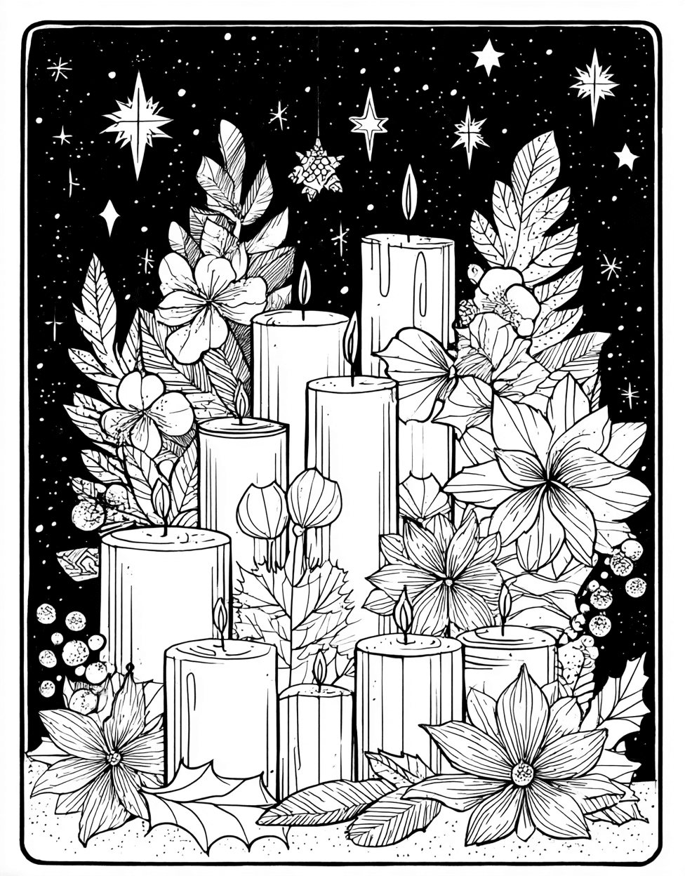 Coloring Christmas Christian Candle, Candle Glow Artistic Adventures Await, Free Coloring Pages to Print, Stress Relief Color Book, Holidays Colouring Pages for Teen main 8