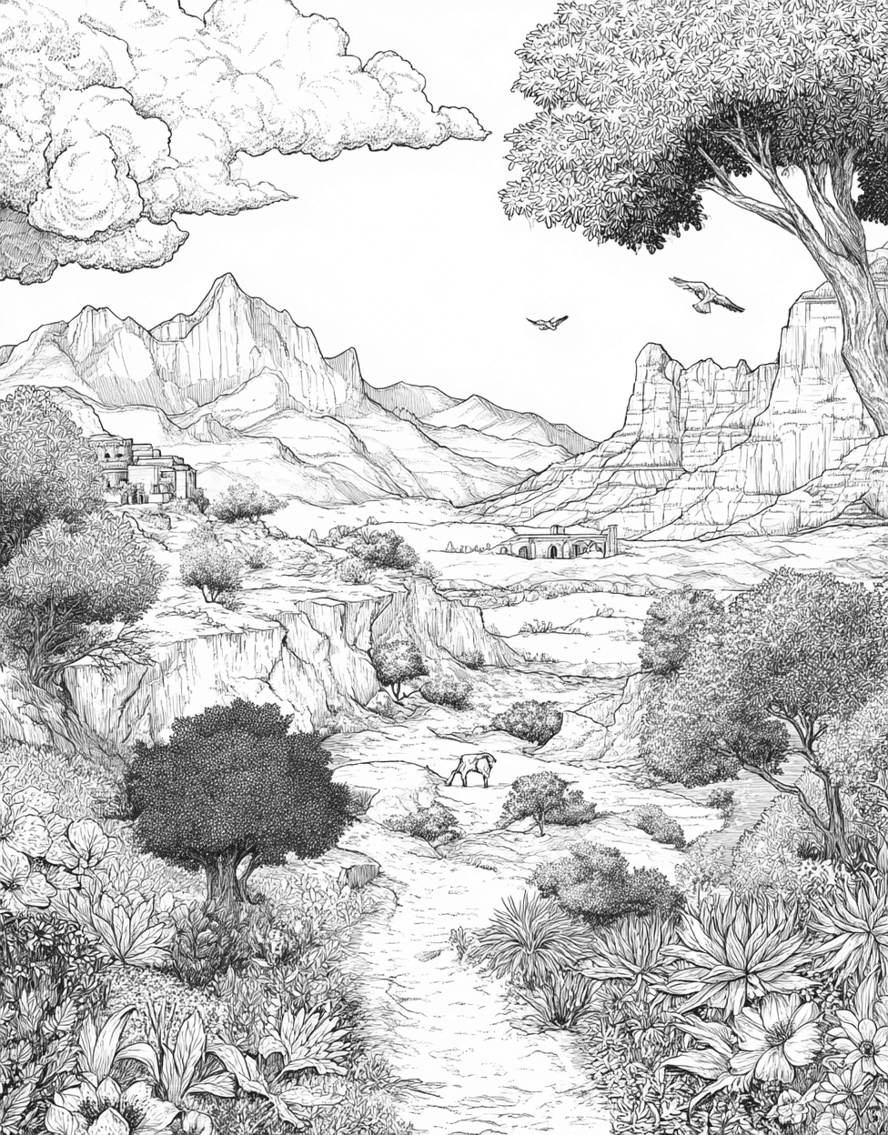 Trail Coloring, Free Coloring Pages to Print, Trail Adventures Natures Canvas Awaits, Relaxation Color Book, Travel & Landmarks Colouring Pages for Women main 7