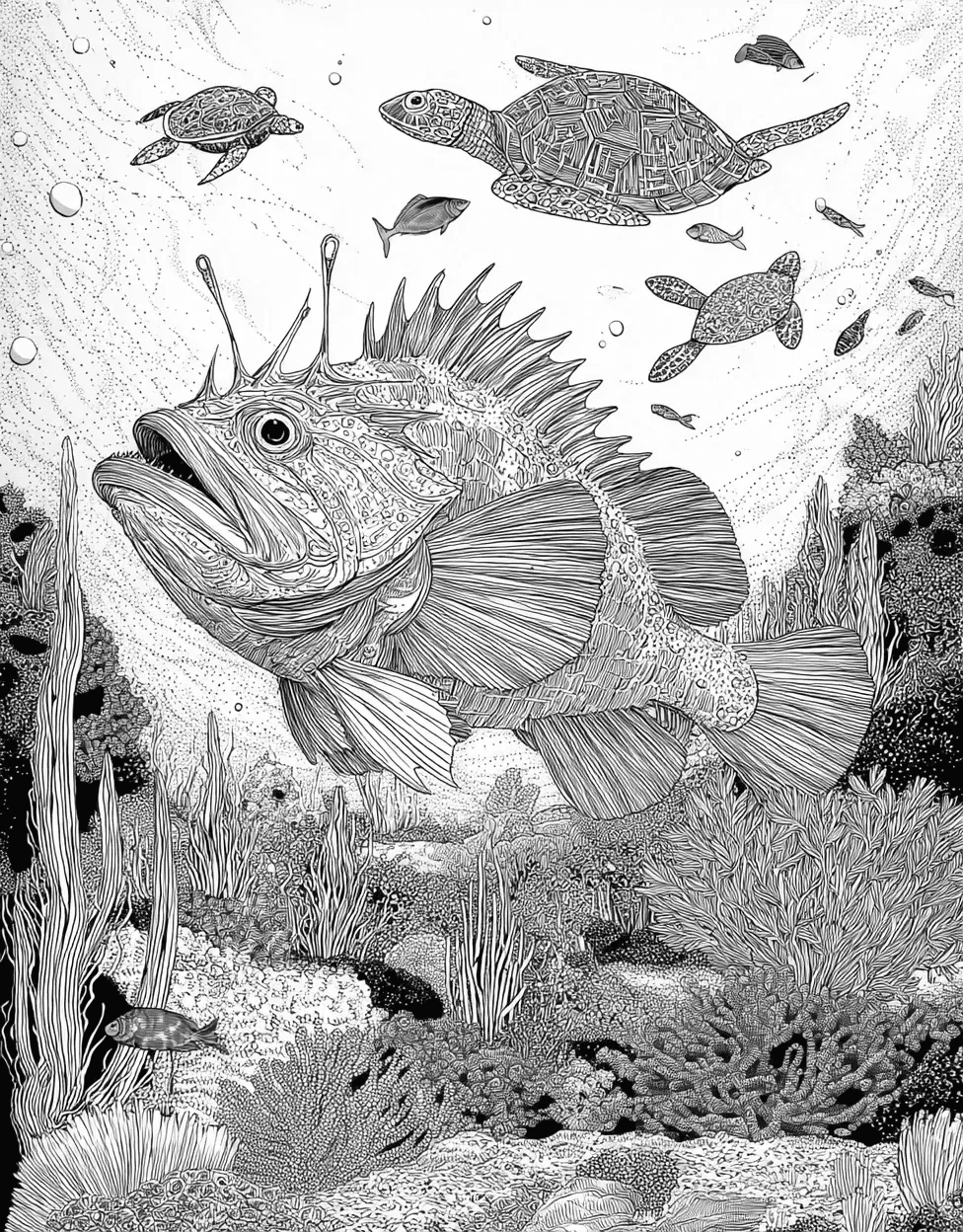 Relaxation Color Book, Ocean Life Colouring Pages for Teen, Anglerfish Art Dive into Dazzling Designs, Anglerfish Coloring, Free Printable Coloring Pages main 9