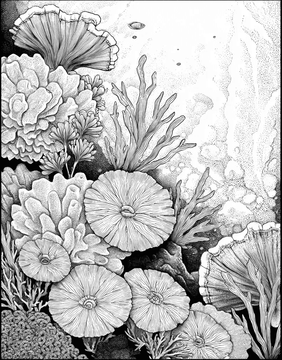 Coral Polyp Coloring, Free Coloring Pages for Adults to Print, Coral Polyp Art Adventure Dive into Creativity, Relaxation Color Book, Ocean Life Colouring Pages for Womens main 8