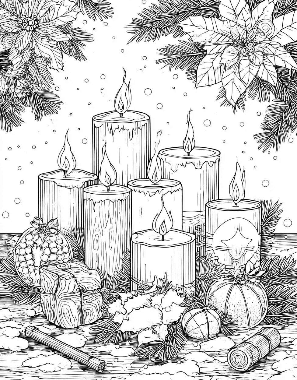 Coloring Christmas Christian Candle, Candle Glow Artistic Adventures Await, Free Coloring Pages to Print, Stress Relief Color Book, Holidays Colouring Pages for Teen main 9