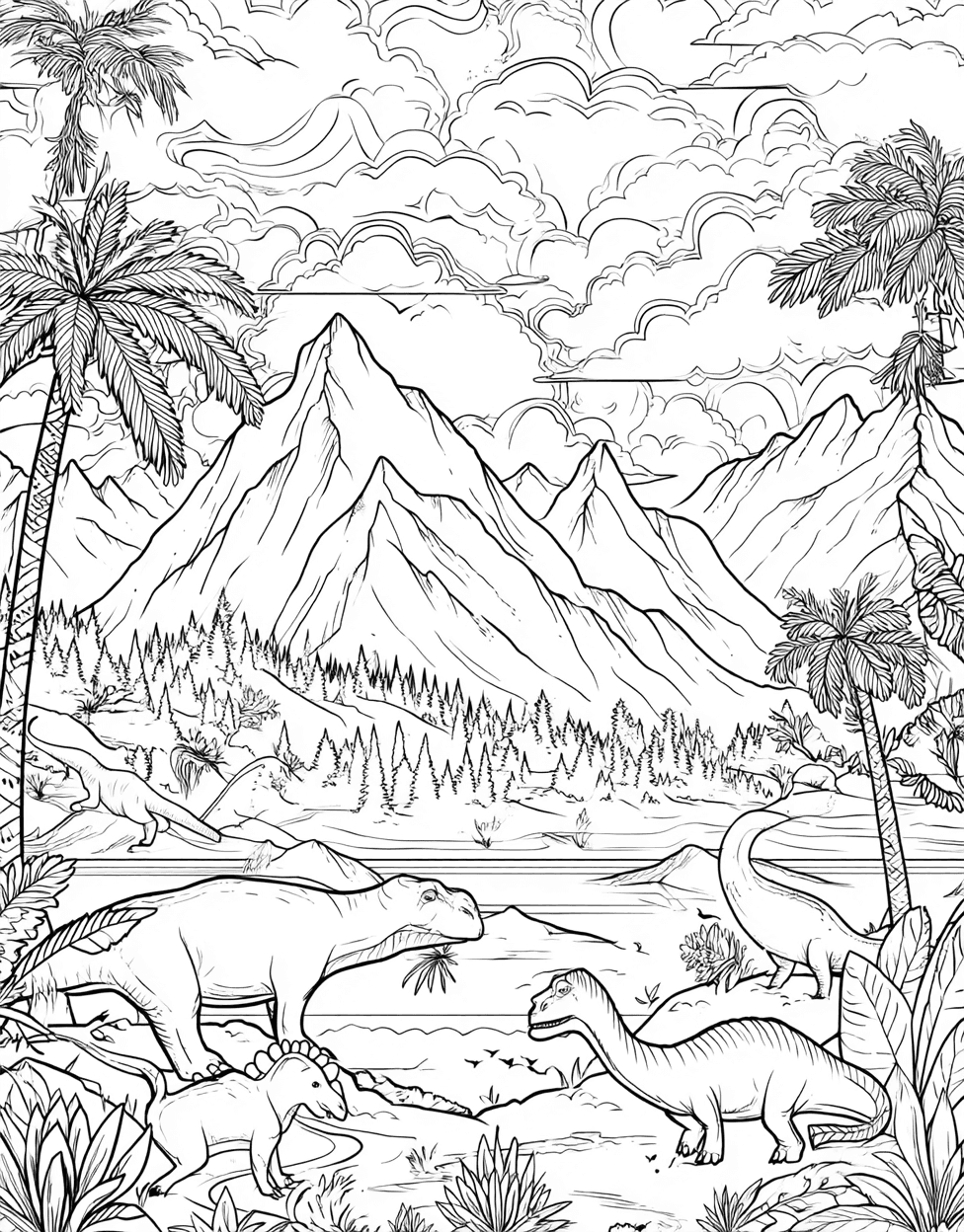 Coloring Christmas Nightmare Mountain, Relaxation Color Book, Dinosaurs Colouring Pages for Adult, Majestic Mountain Scenes to Brighten Your Day, Adult Coloring Pages Free Printable main 9