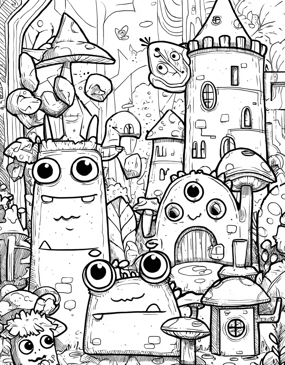 Free Coloring Pages for Adults, Monster Kid Coloring, Relaxation Color Book, Cute Characters Colouring Pages for Women, Monster Kid Doodles Unleash Your Imagination main 3