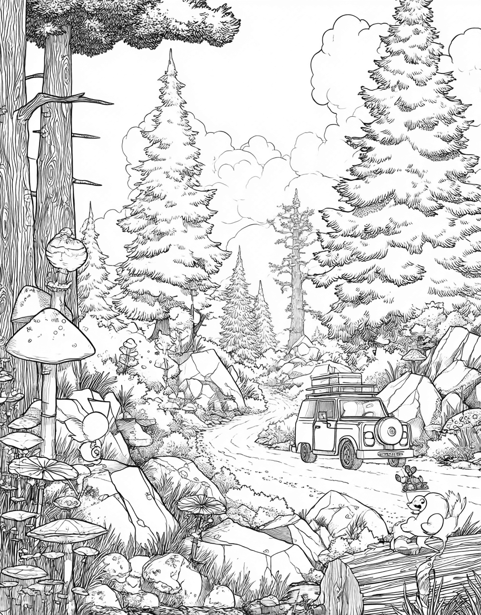 Free Coloring Pages for Adults to Print, Geocache Adventure Creative Art Pages, Relaxation Color Book, Adventure Colouring Pages for Adults, Geocache Coloring main 2