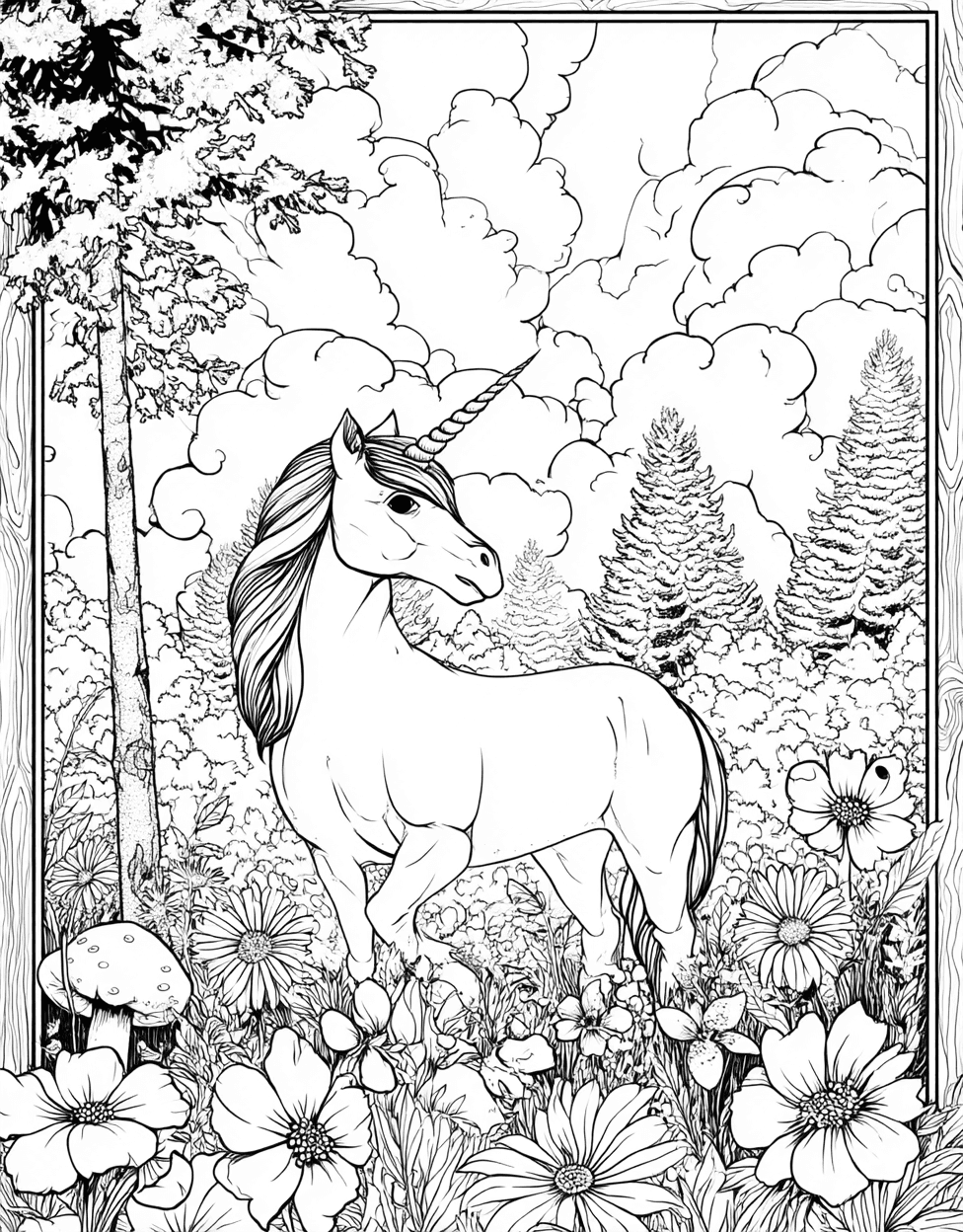 Free Printable Girly Coloring Pages, Coloring Pictures Unicorn Printablehuman, Whimsical Unicorn Art Color Your Imagination, Relaxation Color Book, Cute Characters Colouring Pages for Adult main 3