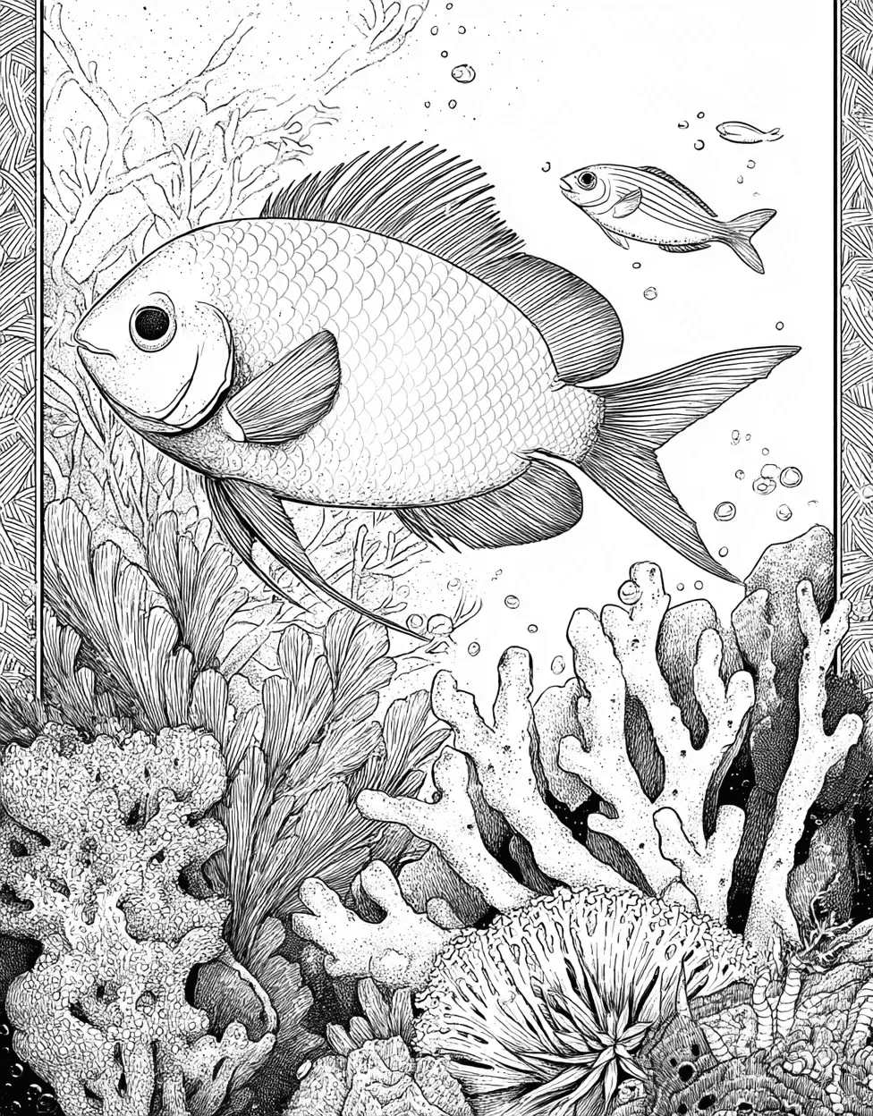 Vibrant Parrotfish Art Adventures, Relaxation Color Book, Ocean Life Colouring Pages for Adults, Parrotfish Coloring, Free Color Pages Printable main 2