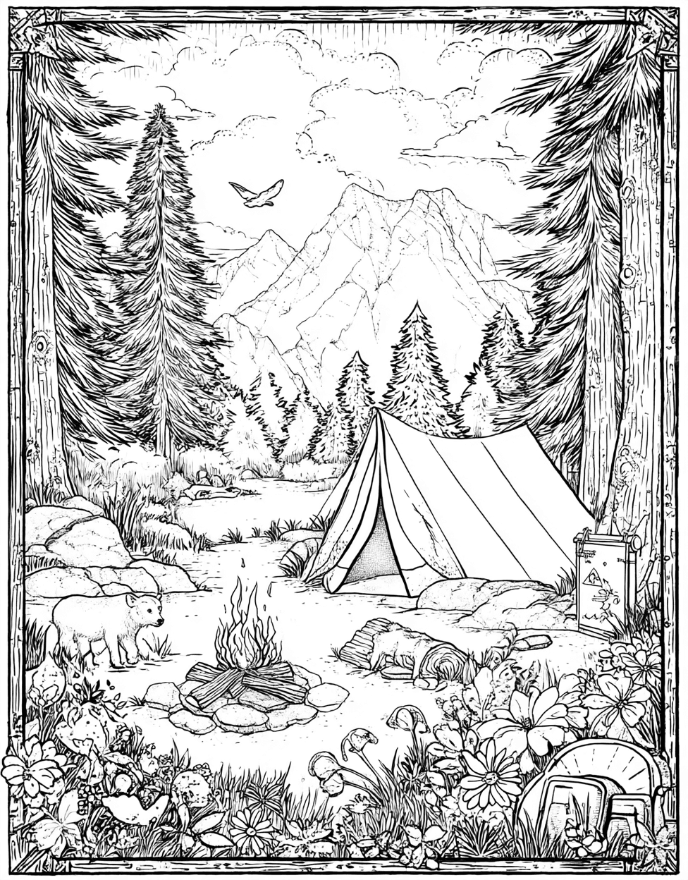 Stress Relief Color Book, Adventure Colouring Pages for Teen, Bushcraft Coloring, Bushcraft Adventures Natures Palette Awaits, Free Color Pages Printable main 4