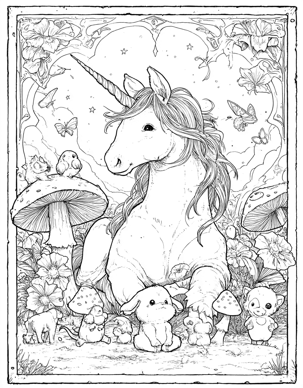 Free Printable Girly Coloring Pages, Coloring Pictures Unicorn Printablehuman, Whimsical Unicorn Art Color Your Imagination, Relaxation Color Book, Cute Characters Colouring Pages for Adult main 4