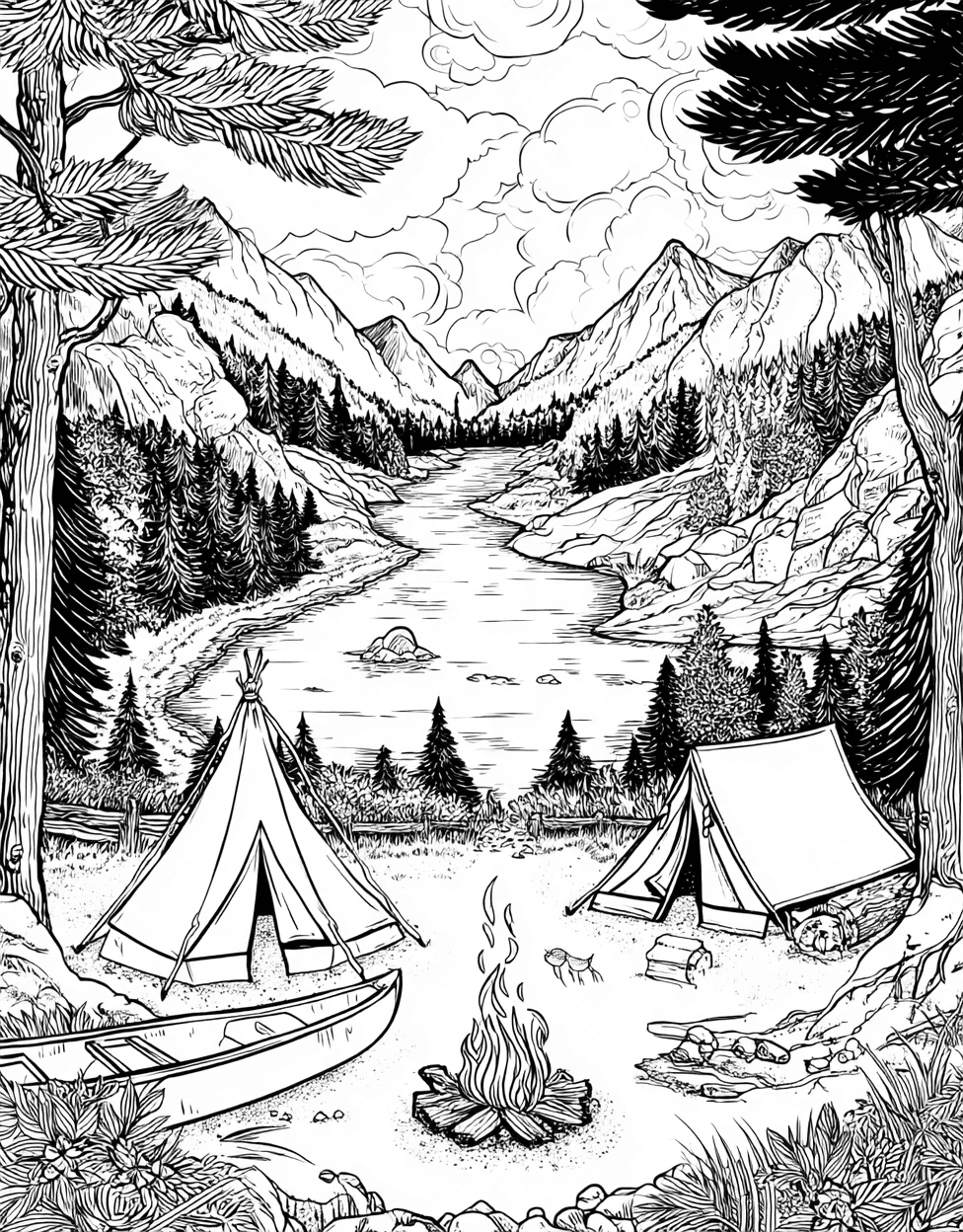 Camp Adventures Natures Palette Awaits, Coloring Printable Preschool Camp, Advanced Free Printable Coloring Pages for Children, Relaxation Color Book, Adventure Colouring Pages for Teenage main 2