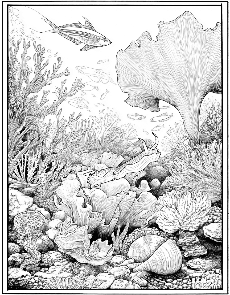 Nudibranch Wonders Artistic Undersea Delights, Stress Relief Color Book, Ocean Life Colouring Pages for Teen, Free Printable Coloring Pages for Adults, Nudibranch Coloring main 2
