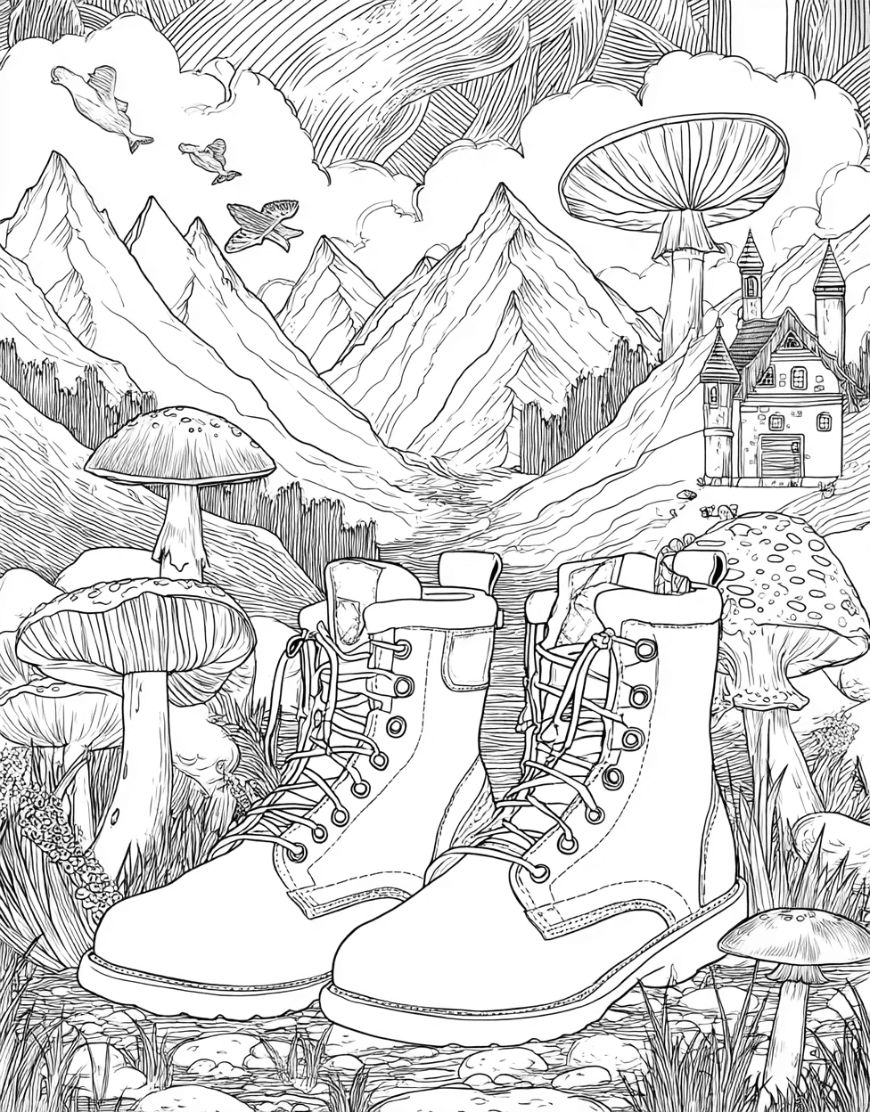 Coloring Christmas Ornament Boots, Relaxation Color Book, Adventure Colouring Pages for Womens, Free Coloring Book Pages for Adults, Boots Adventure Fun Pages to Fill with Color main 3