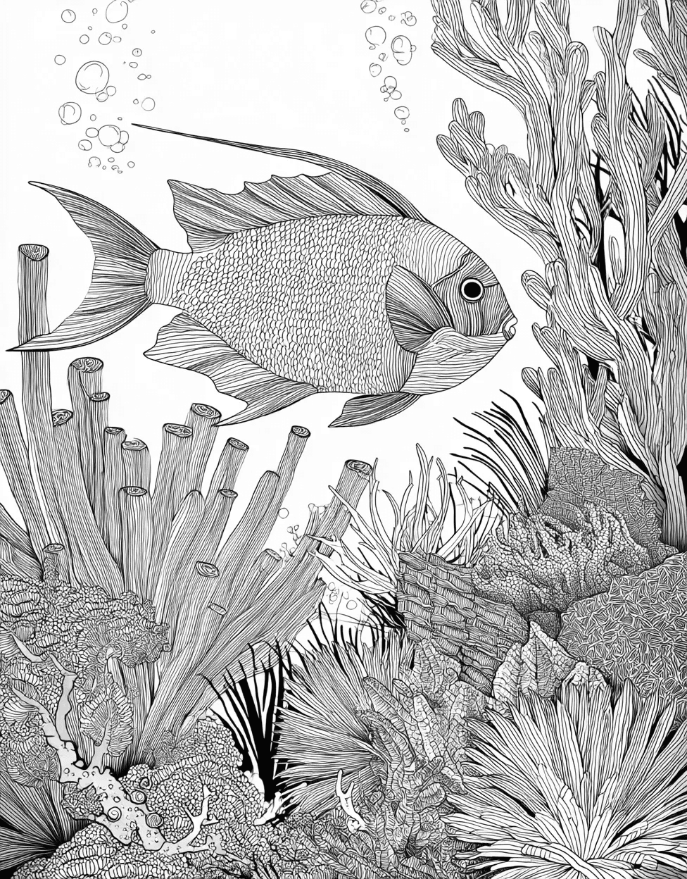 Vibrant Parrotfish Art Adventures, Relaxation Color Book, Ocean Life Colouring Pages for Adults, Parrotfish Coloring, Free Color Pages Printable main 3