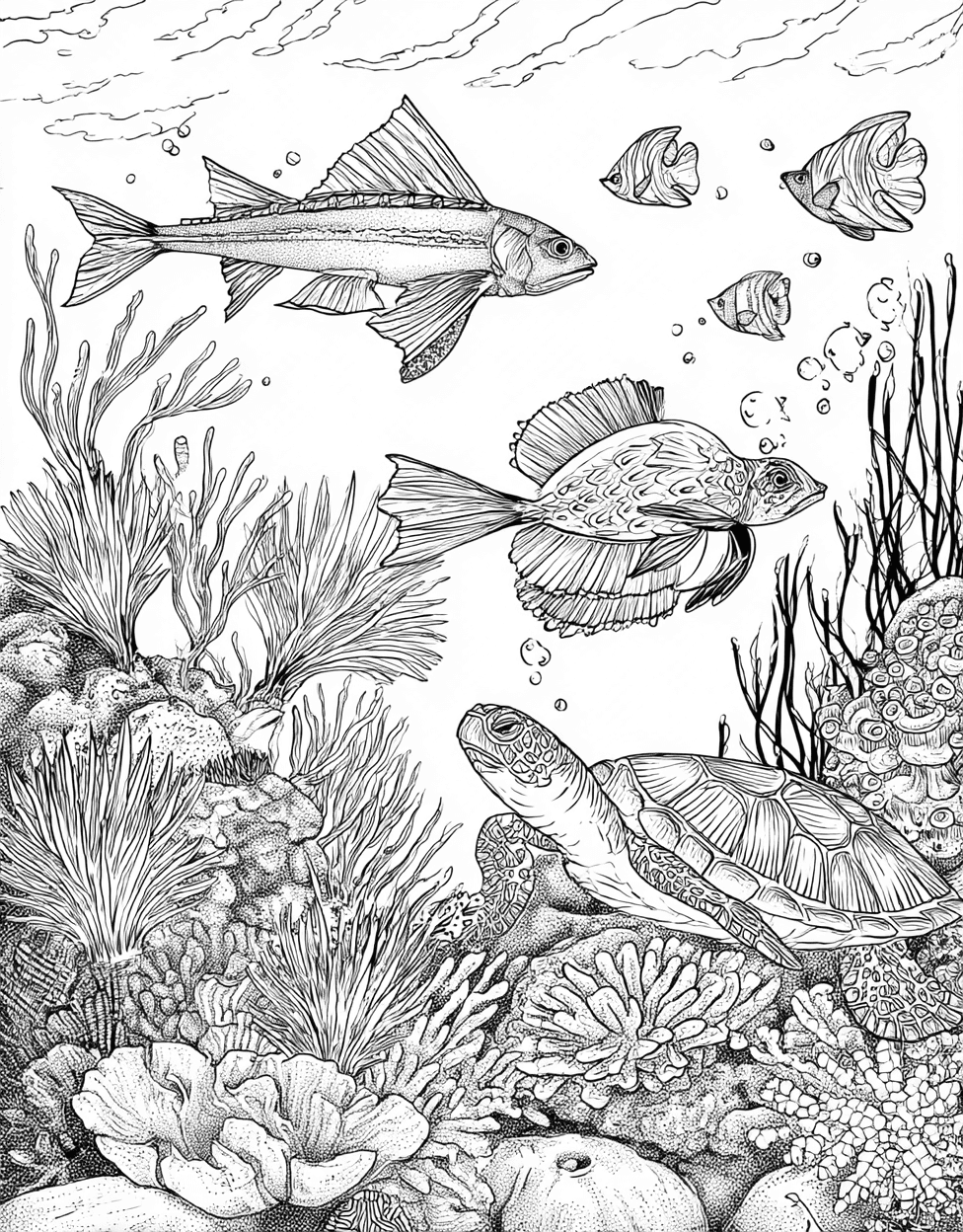 Remora Coloring, Adult Coloring Pages Free Printables, Stress Relief Color Book, Ocean Life Colouring Pages for Teenage, Remora Adventures Splash of Imagination main 4