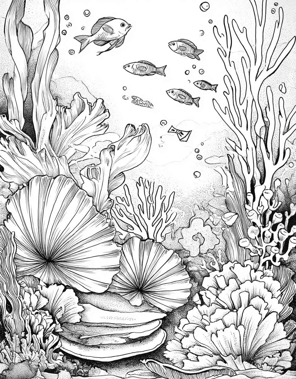 Scallop Dreams Artistic Page Adventures, Free Coloring Pages for Adults, Relaxation Color Book, Ocean Life Colouring Pages for Teen, Scallop Coloring main 5