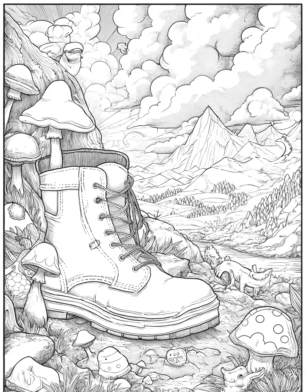 Coloring Christmas Ornament Boots, Relaxation Color Book, Adventure Colouring Pages for Womens, Free Coloring Book Pages for Adults, Boots Adventure Fun Pages to Fill with Color main 4