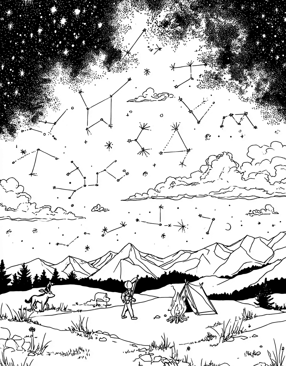 Stress Relief Color Book, Adventure Colouring Pages for Adults, Stargazing Coloring, Cosmic Dreams Stargazing Art Adventures, Free Coloring Pages for Adults to Print main 4